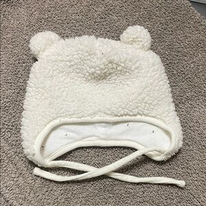 H&M Fluffy White Kids Hat with Bear Ears